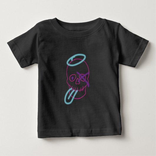 T-shirt Pour Bébé Graffiti crâne - rose, violet, bleu et noir T-Sh (Devant)
