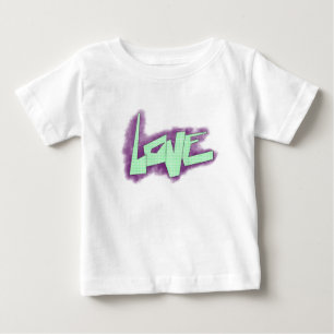 T-shirt Pour Bébé graffiti d'amour violet vert menthe typographie po