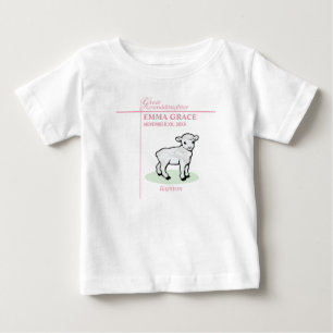 T-shirt Pour Bébé Grand Baptême-Petite-Fille Rose Agneau