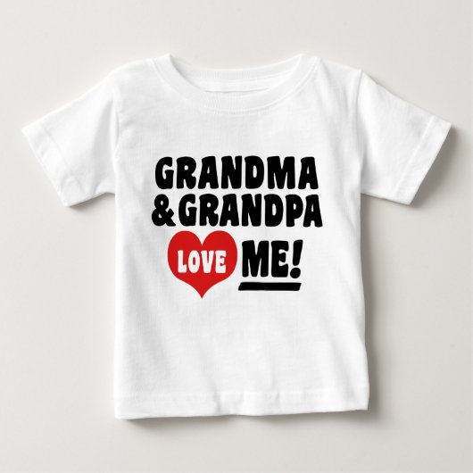 T-shirt Pour Bébé Grand-mère et grand-père m'aiment (Devant)