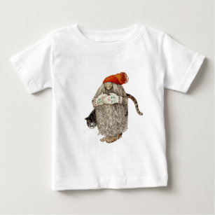 T-shirt Pour Bébé Grand-mère Noël Tombeau avec chat gris