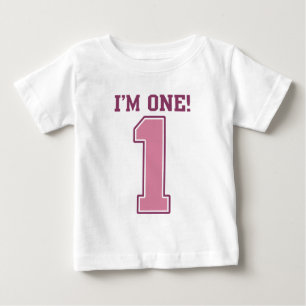 T-shirt Pour Bébé Grand nombre rose un, le premier anniversaire de