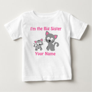 T-shirt Pour Bébé Grande Soeur Kitty Chat Personnalisé T Chemise
