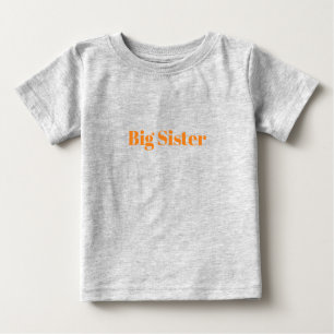 T-shirt Pour Bébé Grande Sœur orange nom personnalisé