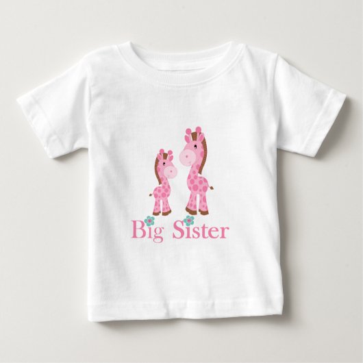 T-shirt Pour Bébé Grandes Soeurs Rose et Giraffes Brown (Devant)