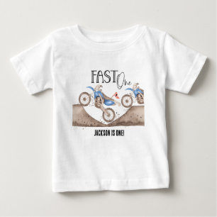 T-shirt Pour Bébé Grandir VITE UNE Moto de terre bleue 1er anniversa