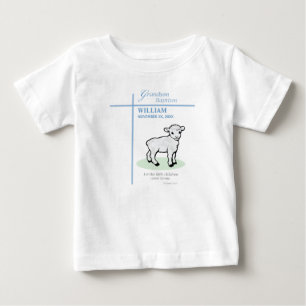 T-shirt Pour Bébé Grandson Baptême Agneau Bleu Personnalisé