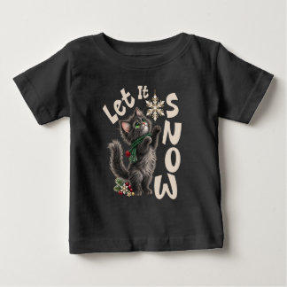 T-shirt Pour Bébé Graphique de chat sous la neige