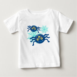T-shirt Pour Bébé Graphique de clip d'Halloween en araignée bleue