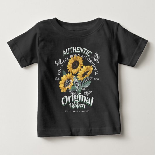 T-shirt Pour Bébé Graphique des tournesols et papillons (Devant)