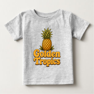 T-shirt Pour Bébé Graphiques Rétro Ananas Tropiques Dorés