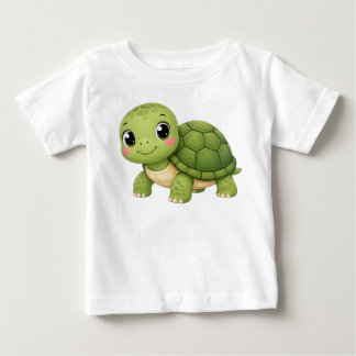 T-shirt Pour Bébé Graphisme de Tortue de Mer Verte Adorable