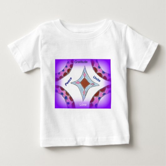 T-shirt Pour Bébé "Gratitude Peace Love Unite" Mandala Art Imprimer (Devant)