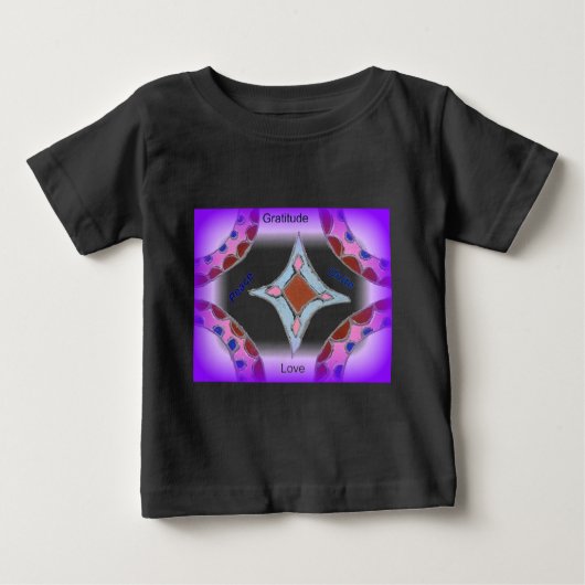 T-shirt Pour Bébé "Gratitude Peace Love Unite" Mandala Art Imprimer (Devant)