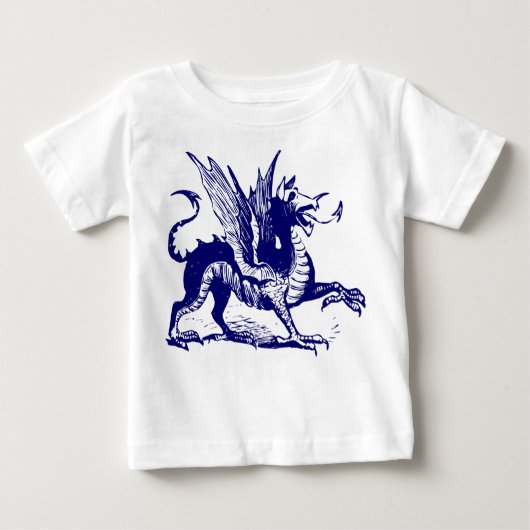 T-shirt Pour Bébé Gravure de dragon - Marine profonde (Devant)