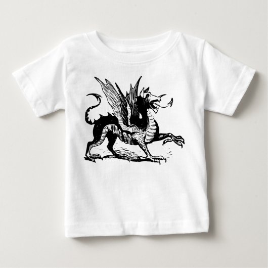 T-shirt Pour Bébé Gravure de dragon - Noir (Devant)