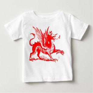 T-shirt Pour Bébé Gravure de dragon - Rouge