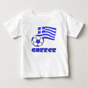 T-shirt Pour Bébé Grèce avec drapeau grec et ballon de football