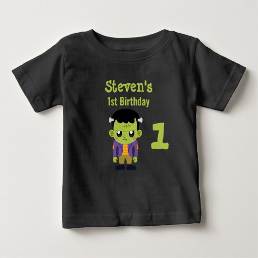 T-shirt Pour Bébé Green Frankenstein Monster Halloween 1er anniversa (Devant)
