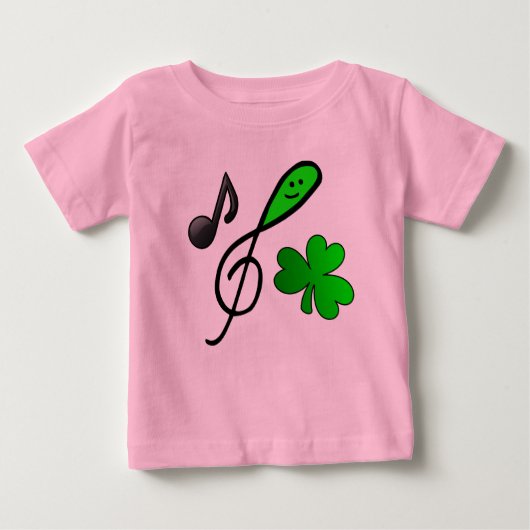 T-shirt Pour Bébé Green Happy Face Treble Clef Music Note & Shamrock (Devant)