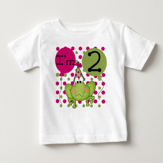 T-shirt Pour Bébé Grenouille 2e anniversaire rose (Devant)