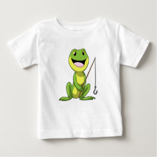 T-shirt Pour Bébé Grenouille à la pêche avec canne à pêche