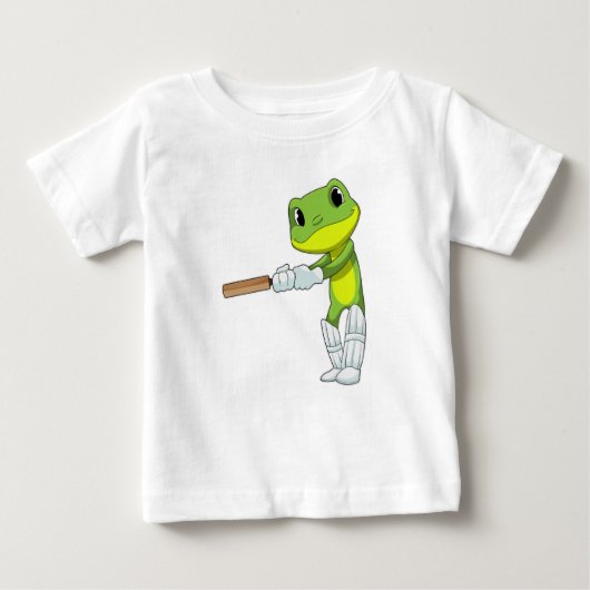T-shirt Pour Bébé Grenouille au cricket avec chauve-souris de cricke (Devant)