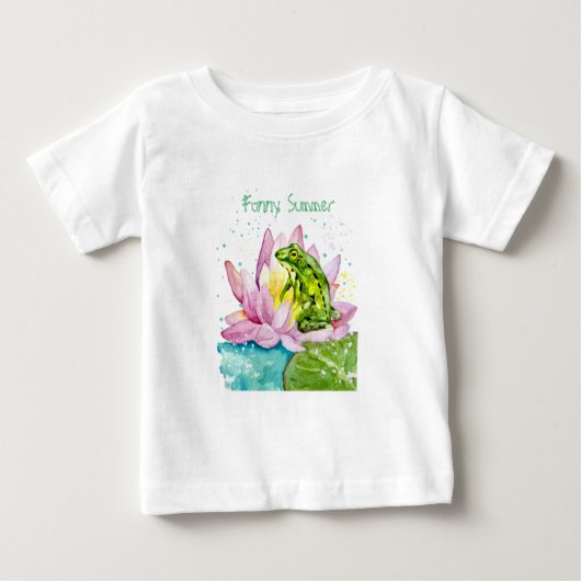 T-shirt Pour Bébé Grenouille drôle sur un lotus (Devant)