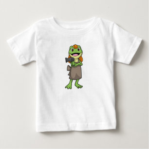 T-shirt Pour Bébé Grenouille en coiffeur avec sèche-cheveux