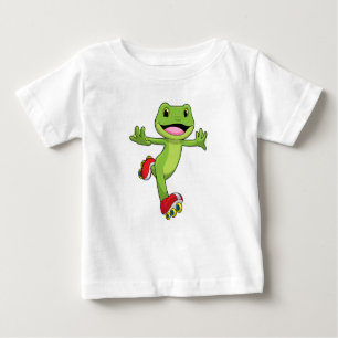 T-shirt Pour Bébé Grenouille en Patinage en ligne avec Roller skates