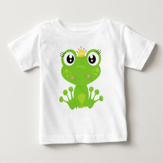 T-shirt Pour Bébé Grenouille Mignonne, Grenouille Verte, Princesse G (Devant)