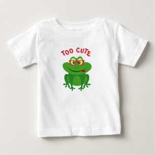 T-shirt Pour Bébé Grenouille verte mignonne dessin animé avec lunett