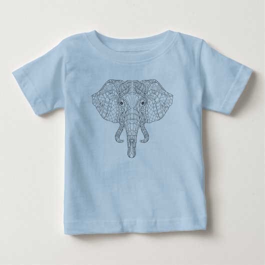 T-shirt Pour Bébé Griffonnage 2 de tête d'éléphant (Devant)