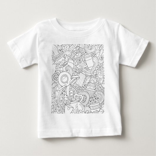 T-shirt Pour Bébé Griffonnage de café et de thé (Devant)