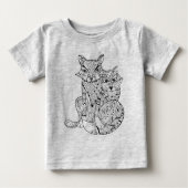 T-shirt Pour Bébé Griffonnage de Fox de Boho (Devant)
