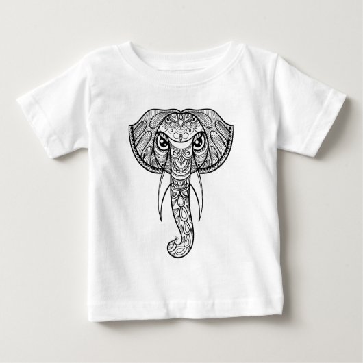 T-shirt Pour Bébé Griffonnage de tête d'éléphant (Devant)