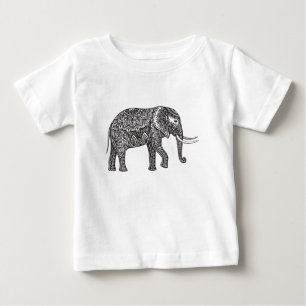 T-shirt Pour Bébé Griffonnage stylisé d'éléphant d'imaginaire