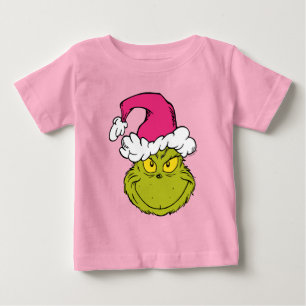 T-shirt Pour Bébé Grinch avec chapeau de Père Noël rose