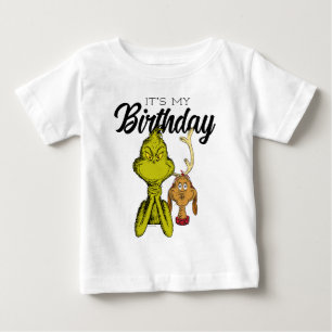 T-shirt Pour Bébé Grinch Chalkboard C'est mon anniversaire