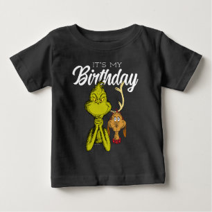 T-shirt Pour Bébé Grinch Chalkboard C'est mon anniversaire