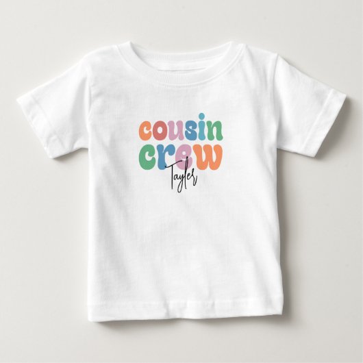 T-shirt Pour Bébé Groovy Cousin Crew Personalized (Devant)