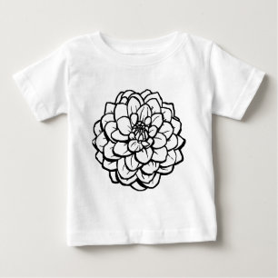 T-shirt Pour Bébé Gros ston et encre Dahlia - noir sur blanc