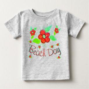 T-shirt Pour Bébé Grosse fleur rouge orange