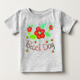 T-shirt Pour Bébé Grosse fleur rouge orange