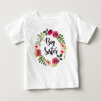 T-shirt Pour Bébé Grosse soeur bordeaux floral