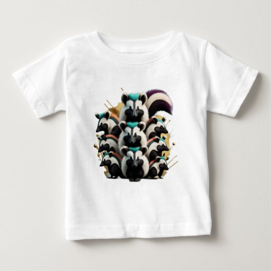 T-shirt Pour Bébé Groupe Abstrait de mignons skunks amusants (Devant)
