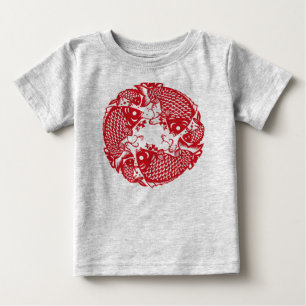 T-shirt Pour Bébé Groupe de poissons Red Whirling Koi Carp Bodysuit