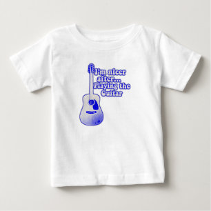 T-shirt Pour Bébé Guitare vintage bleue avec une citation positive