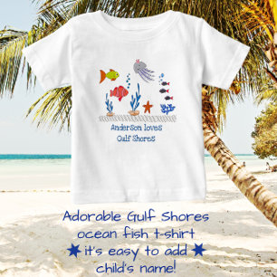 T-shirt Pour Bébé Gulf Shores, AL Fun Ocean Fish with Child's Name