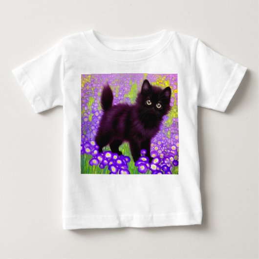 T-shirt Pour Bébé Gustav Klimt Black Kitten (Devant)
